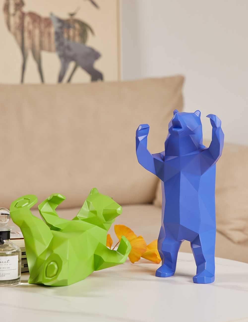 NENBOLEC Modern Skulptur Dekor Bär Statue Wohnzimmer Kunst Arts Polyresin Gelb Geschenk 23cm, Gelb