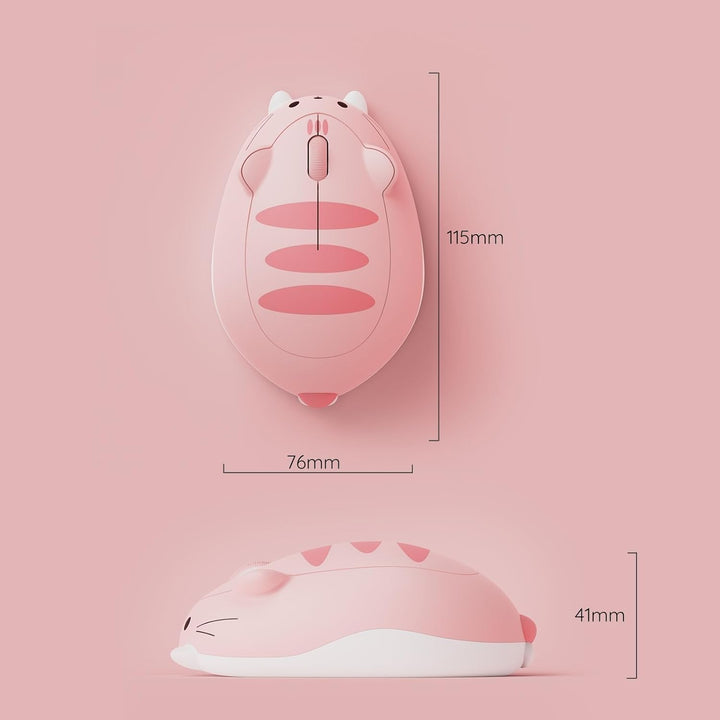 Akko Niedliche kabellose Maus mit Katzenmotiv, rosa Maus, Tri-Mode-Mäuse Bluetooth 3.0/5.0/2.4G USB-