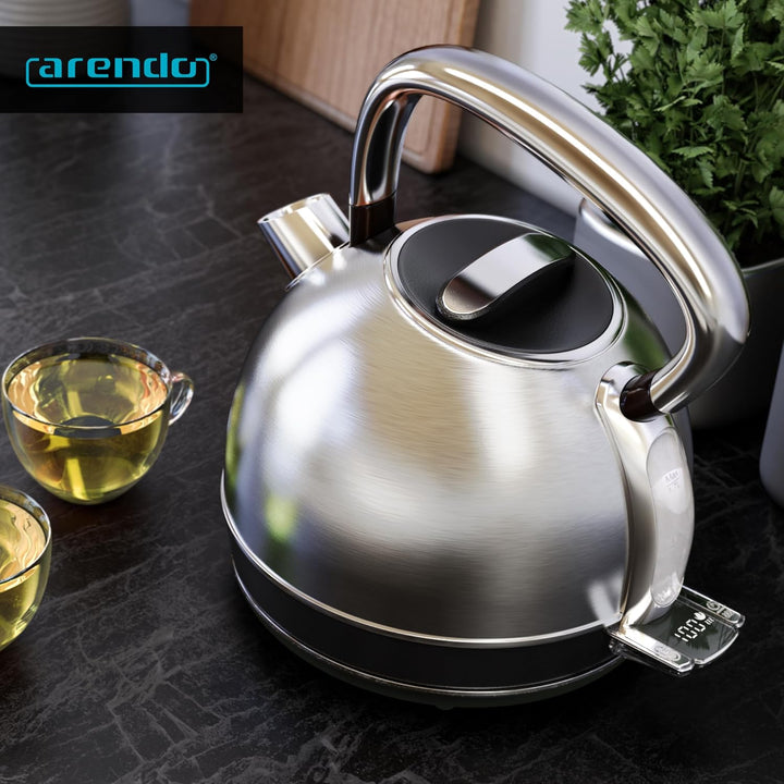 Arendo - Wasserkocher Edelstahl mit Temperatureinstellung - LED Anzeige mit Touch Panel - Wasserkess
