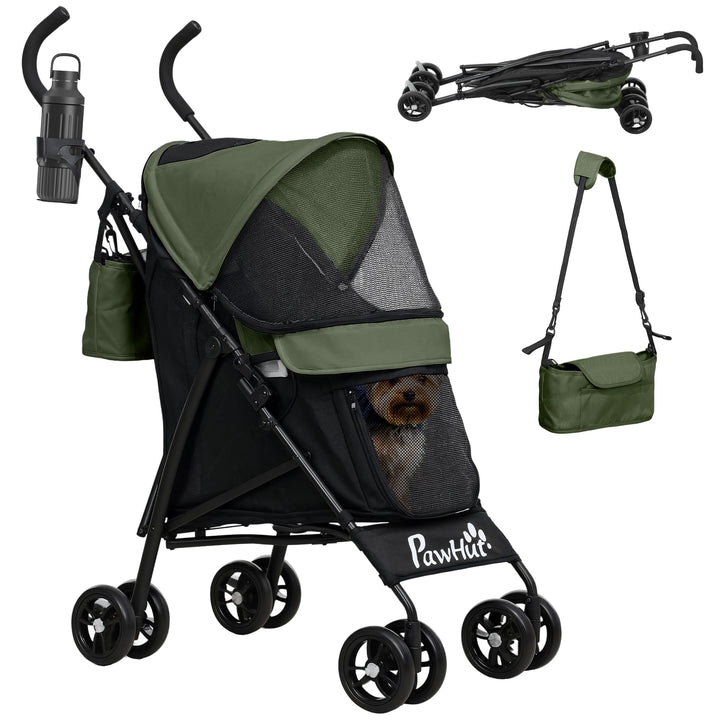 PawHut Hundewagen Hundebuggy klappbar für Hunde & Katzen bis 4 kg Katzenbuggy mit Netzfenstern Schul
