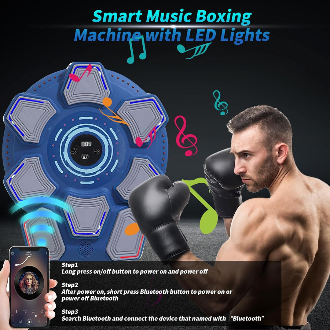 Music Boxing Machine für Erwachsene, Wandmontierte LED Licht Bluetooth Musikboxing Maschine Blau-8 S