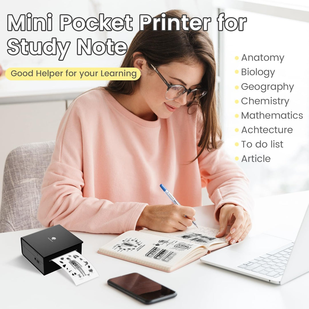 Phomemo M02 Mini Drucker,Bluetooth Taschendrucker,Aufkleber Klein Thermodrucker,Tragbarer Portable P