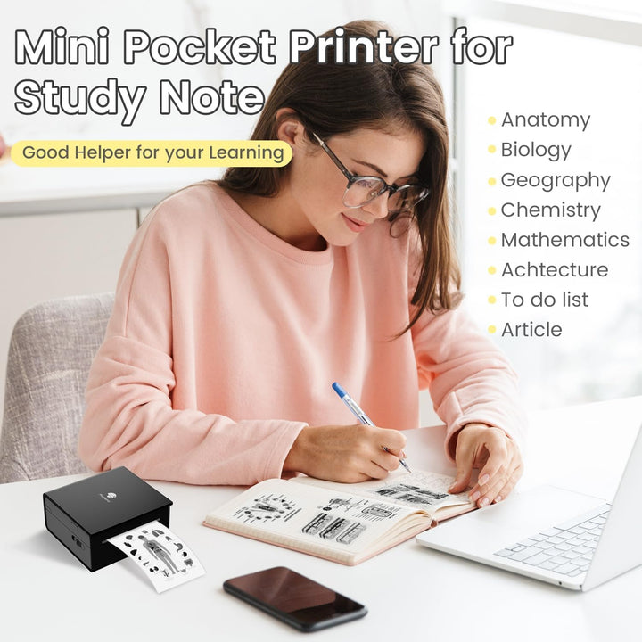 Phomemo M02 Mini Drucker,Bluetooth Taschendrucker,Aufkleber Klein Thermodrucker,Tragbarer Portable P