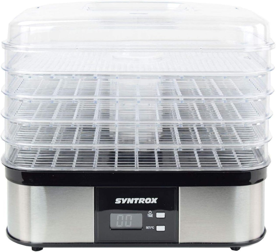Syntrox Germany Edelstahl Dörrgerät Dörrautomat Edelstahl 350 Watt Trockner Dehydrator Dörrapparat,D