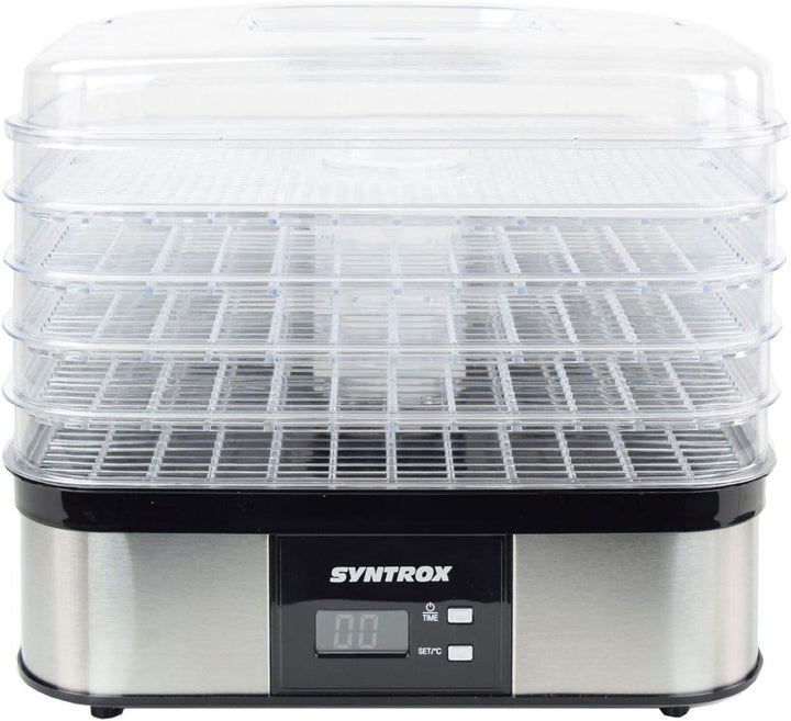 Syntrox Germany Edelstahl Dörrgerät Dörrautomat Edelstahl 350 Watt Trockner Dehydrator Dörrapparat,D