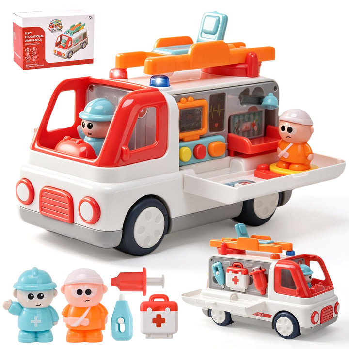 Krankenwagen Spielzeug, mit Licht, Sound und abnehmbaren Teilen, Montessori Spielzeug, Multifunktion