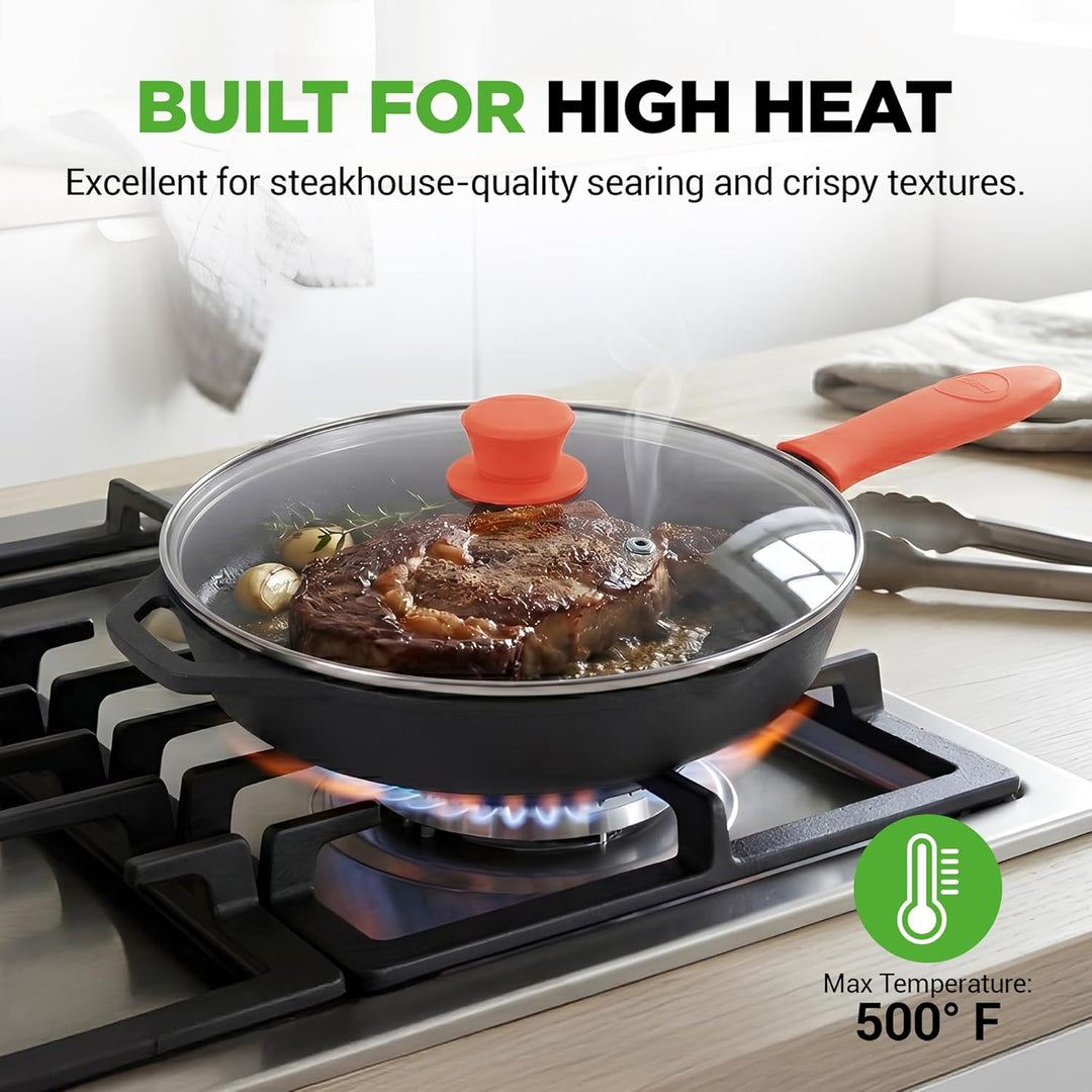 NutriChef Gusseisen Grillpfanne Induktion – Lodge Cast Iron, Grill Pan – Eisenpfanne Perfekt als Ste