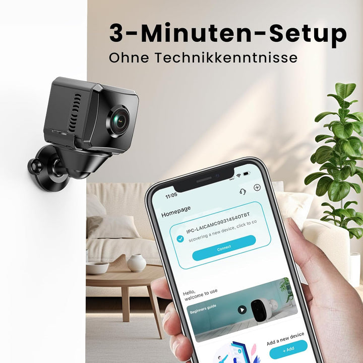 Mini Kamera WLAN 1080P HD Überwachungskamera Innen WiFi Kleine Sicherheitskamera mit Live Übertragun