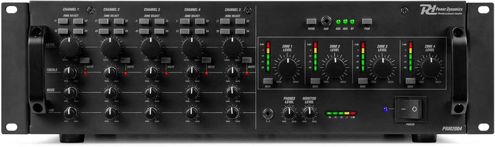 Power Dynamics PAM2004-4 Zonen Verstärker mit Bluetooth – 4x 200W – 100V & 4/8 Ohm – 4 Kanal Amplifi