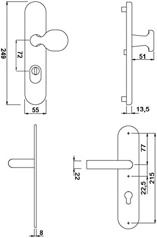 Schutzbeschlag für WOHNUNGSTÜREN | F1 Aluminium | Kernziehschutz | New Orleans