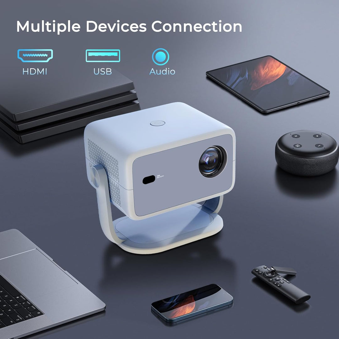 Smart Beamer Integrierte Apps 12000 Lumens Native 1080P 4K kompatibel, Autofokus Keystone Mini Proje