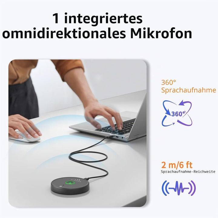 AIRHUG USB-Mikrofon, ohne Lautsprecher, Desktop-Computer-Mikrofon, Stummschalttaste mit LED-Anzeige,