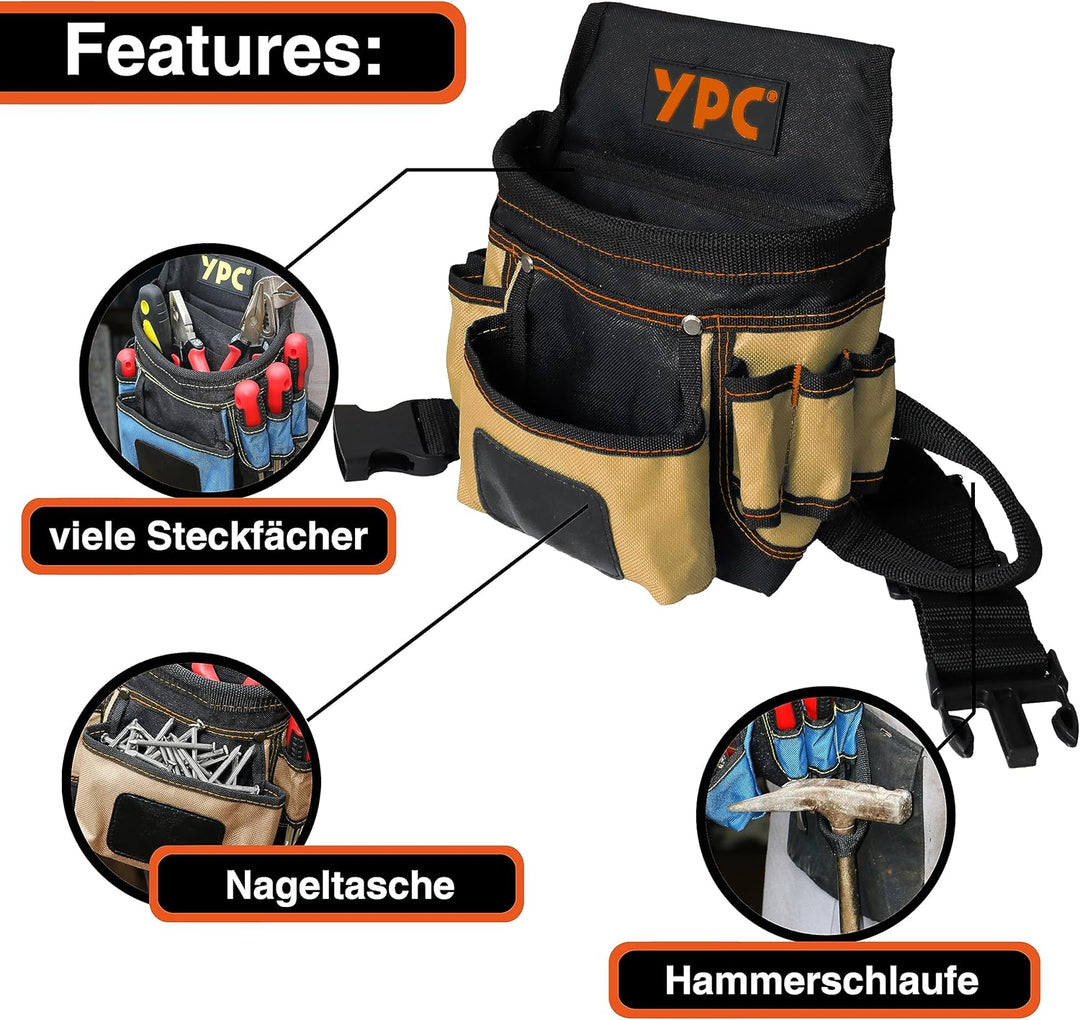 YPC Presto Werkzeug Gürteltasche XL – Werkzeuggürtel, Arbeitsgürtel, wasserfeste Werkzeugtasche mit