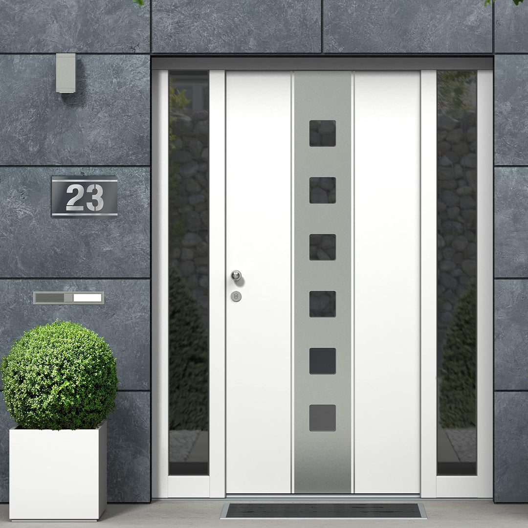 Graviers Design Hausnummernschild mit Gravur aus V2A Edelstahl 215x150mm - Anthrazit Metallic - Wett
