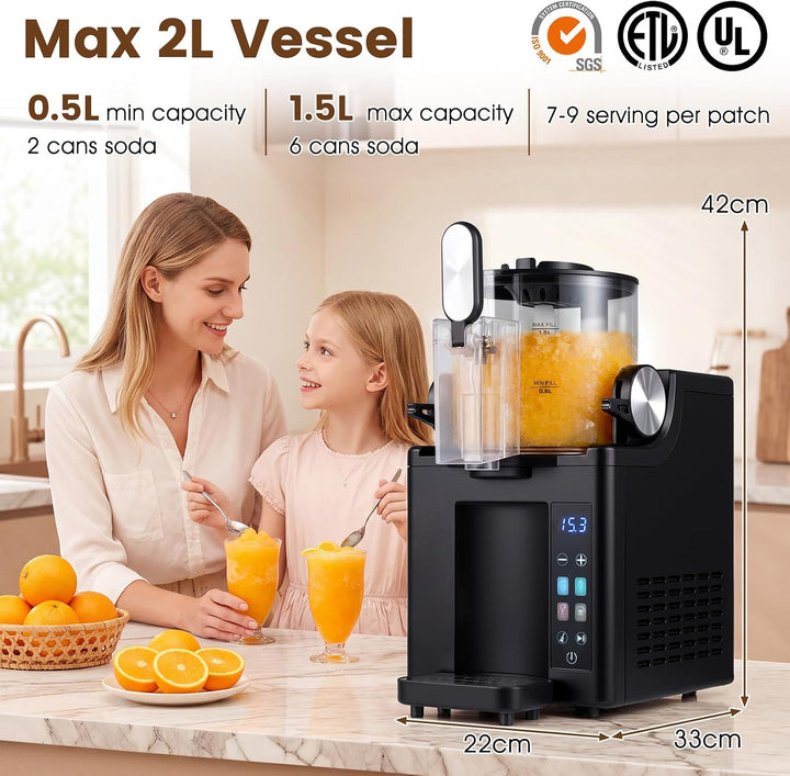 FANTASK Slush Maschine 1,5L | Slusheis Eismaschine mit LED Touch, 4 Modi, Selbstreinigung, für Slush