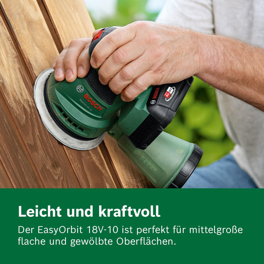 Bosch Akku-Exzenterschleifer EasyOrbit 18V-10 (Schleifen von kleinen bis mittelgrossen Holzoberfläch