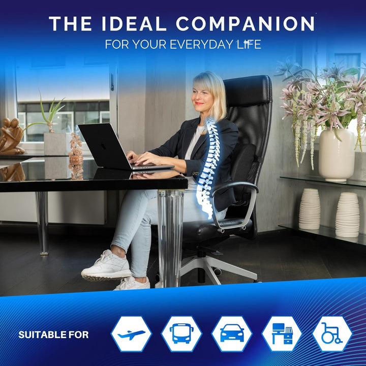 Healthfix® Ergonomisches Lendenkissen – Entwickelt mit Experten in Deutschland – Verbessert Haltung