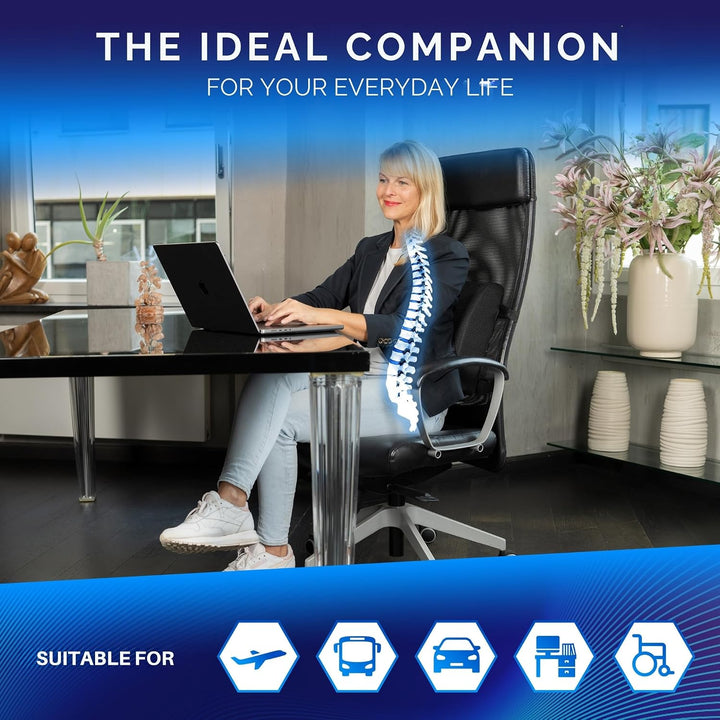 Healthfix® Ergonomisches Lendenkissen – Entwickelt mit Experten in Deutschland – Verbessert Haltung