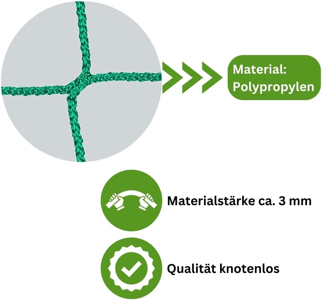 Fussball Tornetz Fussballtornetz 7,50 m x 2,50 m Tiefe Oben 0,80 m unten 1,50 m Fussballnetz einfarb