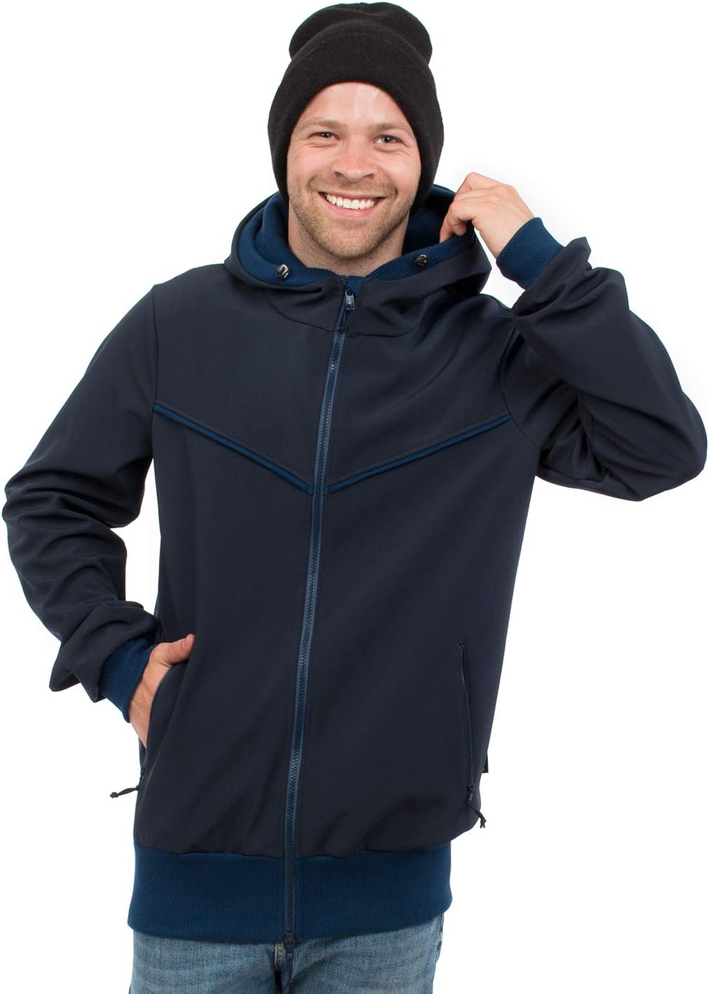 Viva la Mama - Männerjacke zum Babytragen aus Softshell - Explorer S Marineblau, S Marineblau