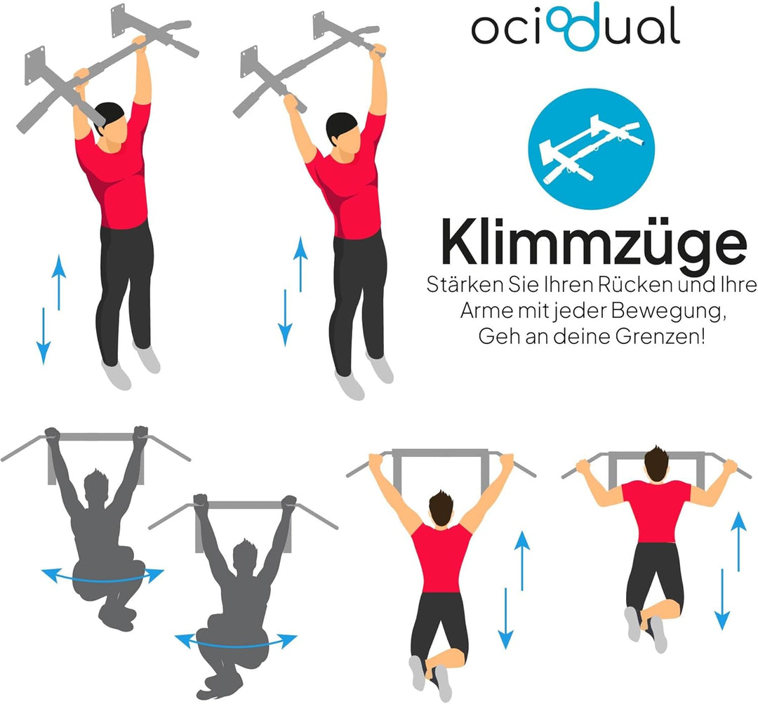 OcioDual Klimmzugstange Wand Professionelle, All-in-One-Multifunktion, Klimmzugstange zur Wandmontag
