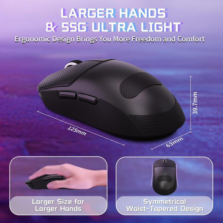MAMBASNAKE X Attack Shark X8SE 55g ultraleichte kabellose Gaming-Maus mit Band–25000 DPI,PAW3311 Sen