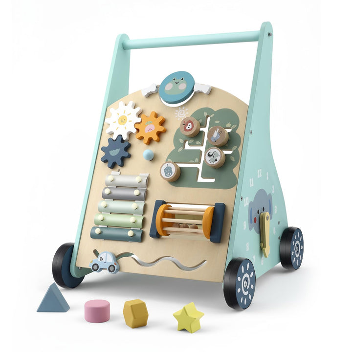 Baby Lauflernwagen aus Holz - Multifunktionale Lauflernhilfe mit Motorikspielzeug - Montessori Lerns