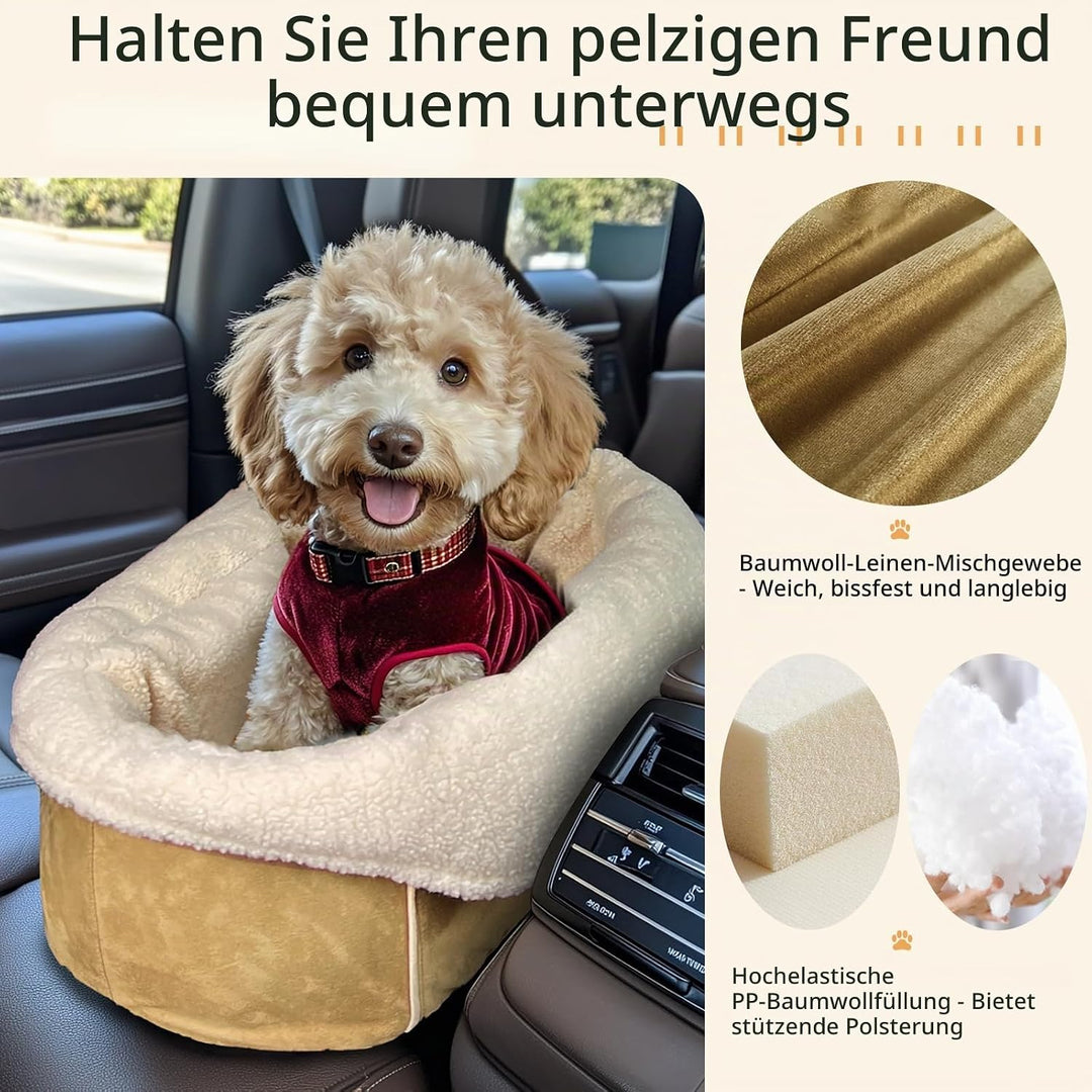Konsole Hund Autositz für kleine Hunde - Tragbarer Sitzerhöhung mit Sicherheitsgurt, rutschfester Un