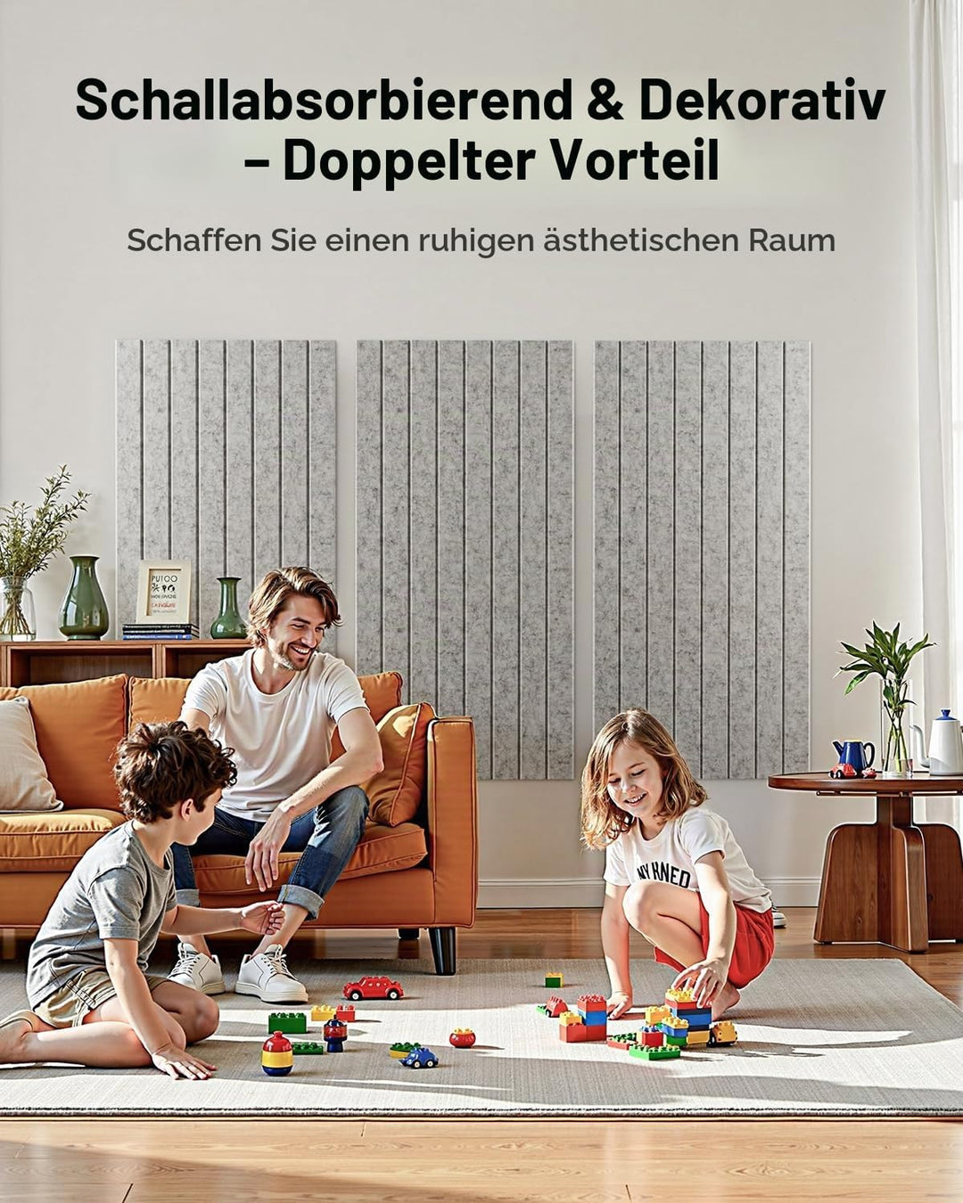 Soundsbay Akustikpaneele Selbstklebend, 2.16m²-3 Stück, 120×60×0.9cm Akustikplatten Wandpaneele für