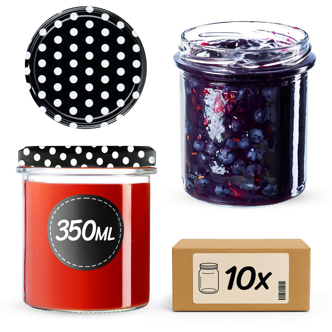 KADAX 10er Set Marmeladengläser 350ml TO82, Einmachgläser Vorratsgläser Mason Jar mit Schraubdeckel,