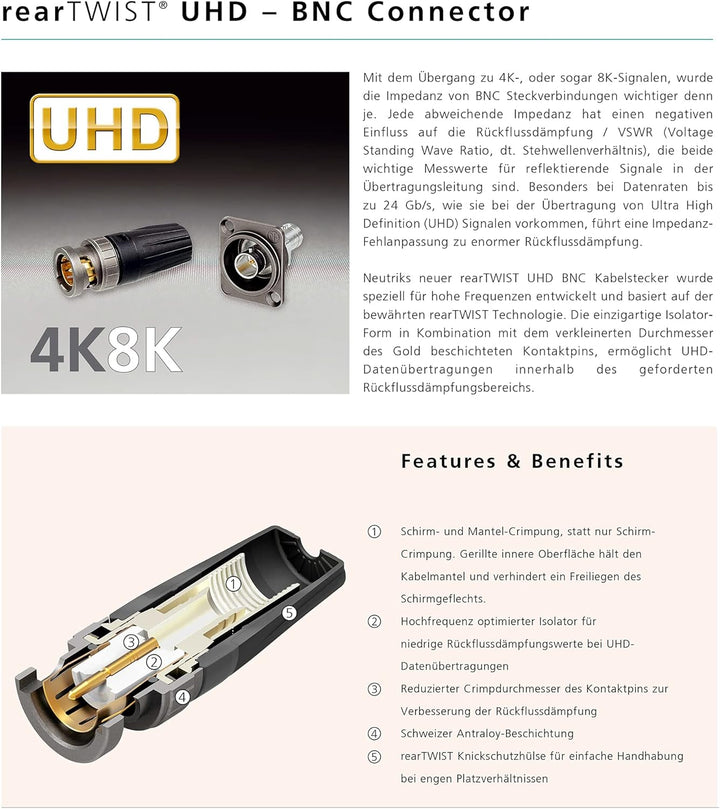 Sommer Cable 6G-/HD-SDI-4K, Adapterkabel SC-Vector 0.8/3.7, Mini HD-BNC Male 75 Ohm / NBNC75BLP9X, s