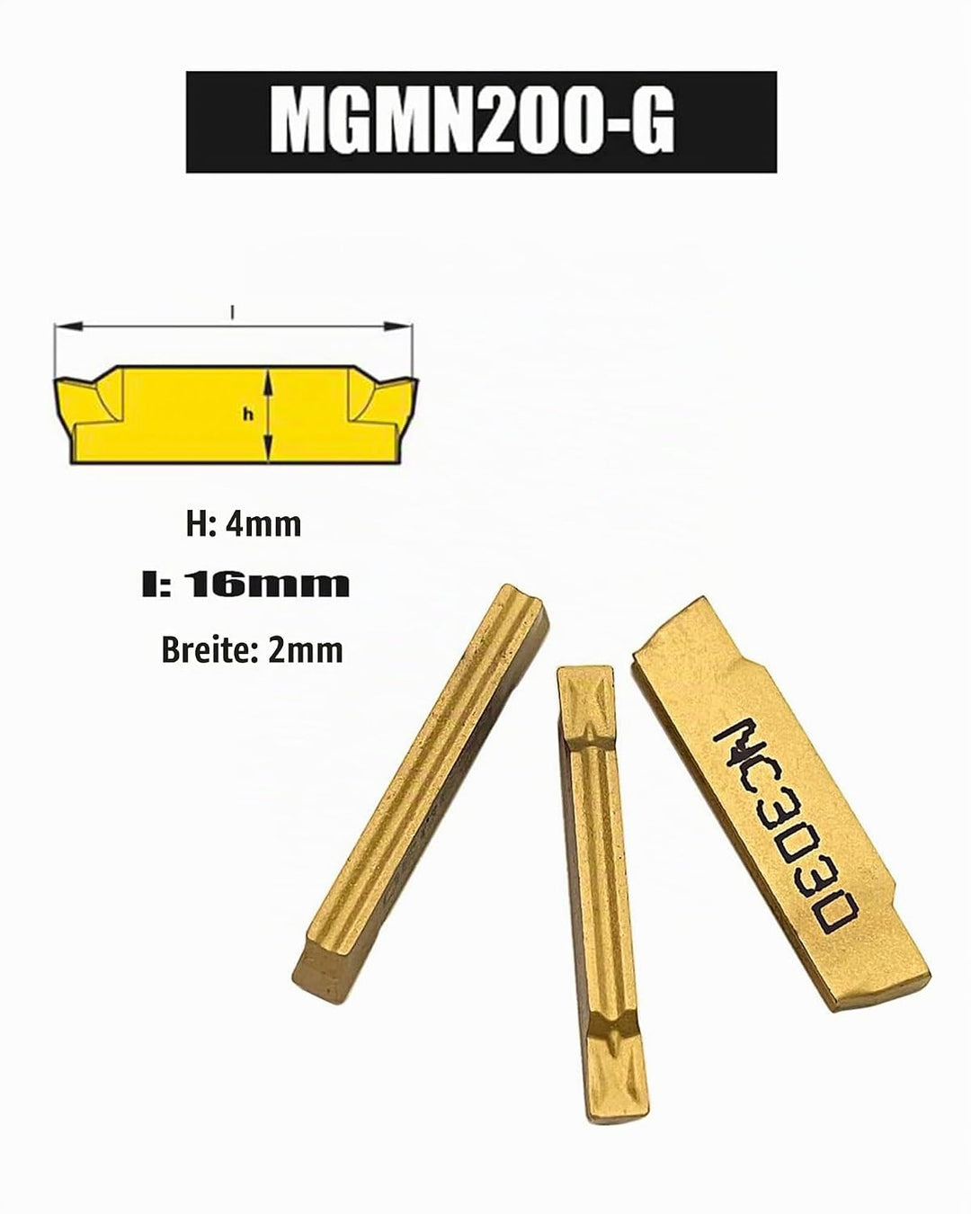 Hunricho10pc MGMN200 Hartmetalleinsätze Nutenfräseinsätze 2mm Breite Hartmetalleinsätze mit MGIVR 20