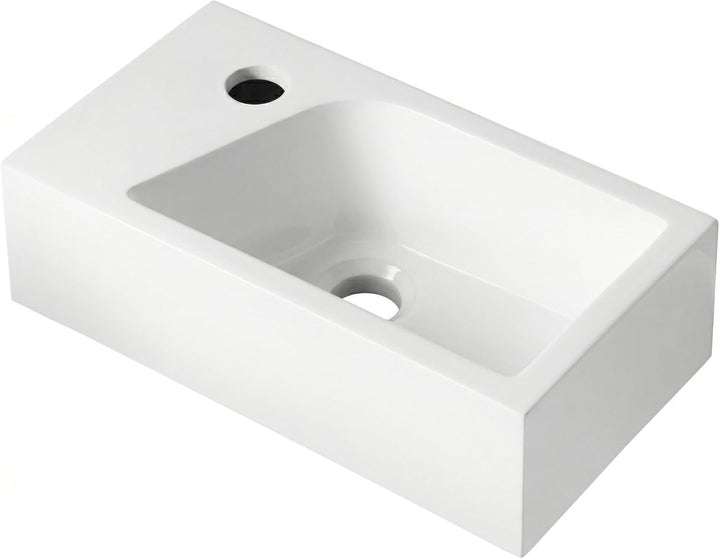 Stilform Mini Waschtisch Gäste WC Waschbecken für Wandmontage Mineralguss Links oder Rechts Handwasc