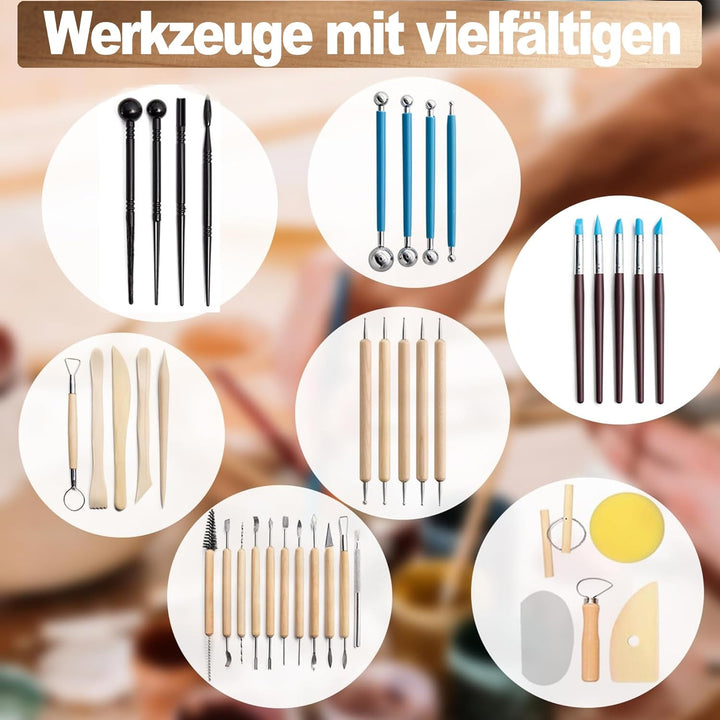 LINPHCEY Modellierwerkzeug-Set aus Ton, einfach zu bedienen, doppelseitiges Polymer- und Keramik-Sch