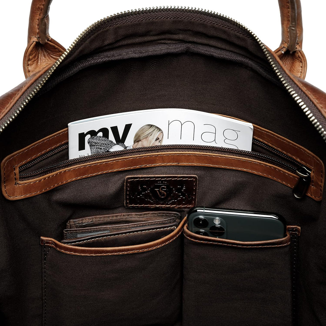 SID & VAIN Laptoptasche schmal Boston aus Premium Leder I Business-Tasche gross für Herren und Damen