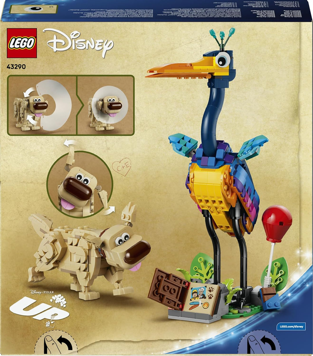 LEGO ǀ Disney and Pixar Kevin und Dug - Spielzeug Golden Retriever Hund & exotischer Vogel - DIY Dek