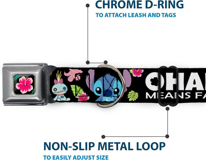 Buckle-Down dc-wdy339-l Dyer Lilo &amp; Stitch Hibiscus Flower Full Color Schwarz/Pink Hundehalsband, gr