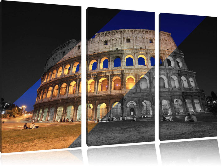 Pixxprint Colosseum in Rom Italien als Leinwandbild | Grösse: 3 Teilig (120x80) | Wandbild| Kunstdru