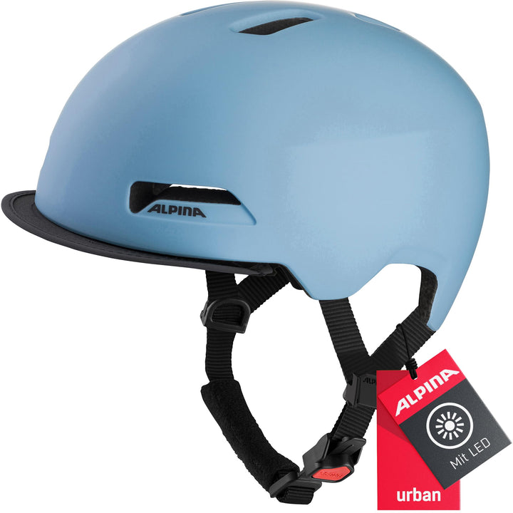 ALPINA BROOKLYN - Beleuchteter, Robuster und Komfortabler Urban Fahrradhelm Mit LED-Licht Für Erwach