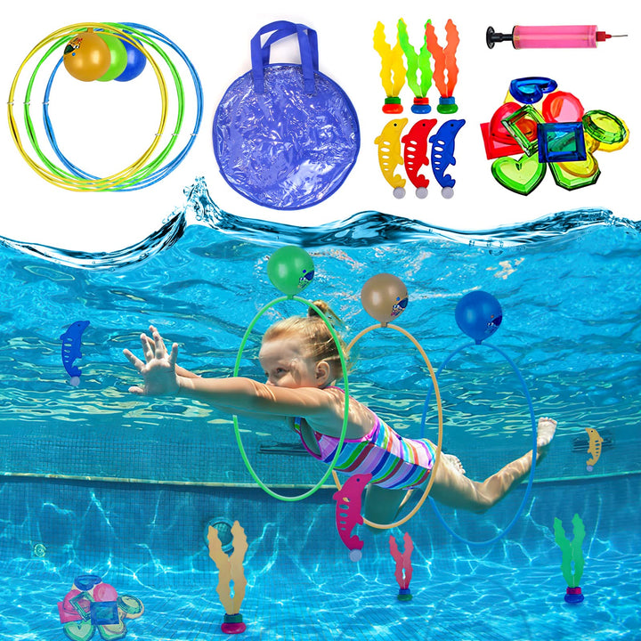 Pool Spielzeug ab 5 6 7 8 9 Jahren Jungen Mädchen, Tauchspielzeug Tauchringe Kinder Set Poolspielzeu