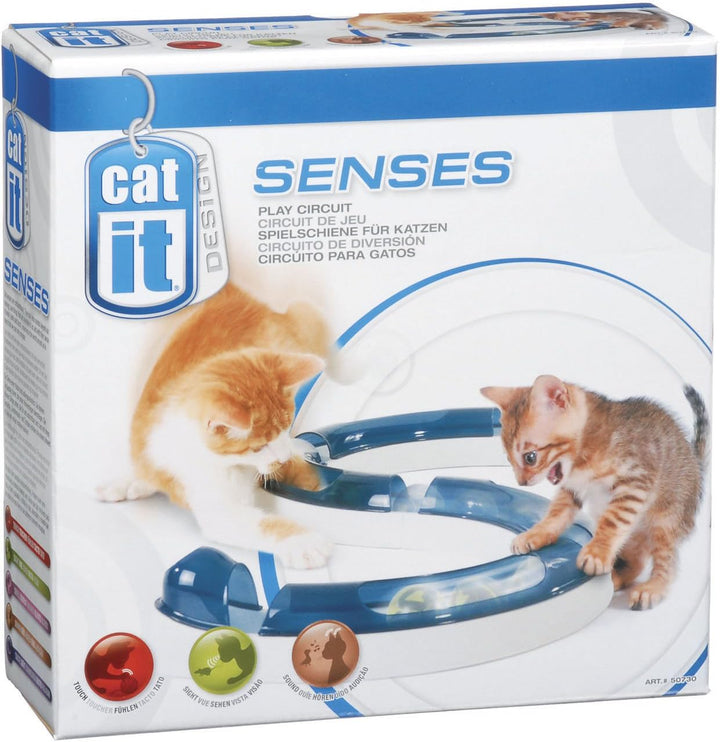 Catit Play Treat Puzzle, interaktives Spielzeug für Katzen + Design Senses Spielschiene, Play Circui