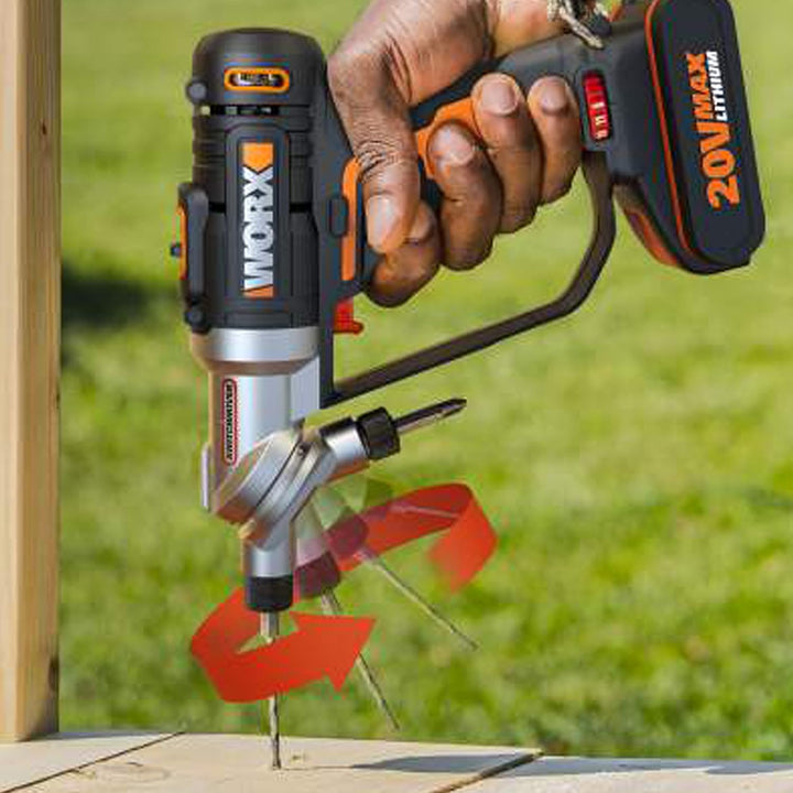 WORX WX176.3 SwitchDriver Akkuschrauber 20V mit drehbarem Doppel-Bohrfutter – Elektrische Drehmoment