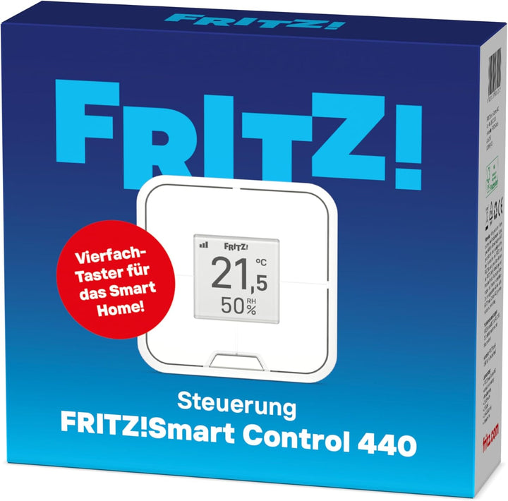 FRITZ!Smart Control 440 portabler, konfigurierbarer Taster für Smart-Home-Bedienung, weiss (Smart) S