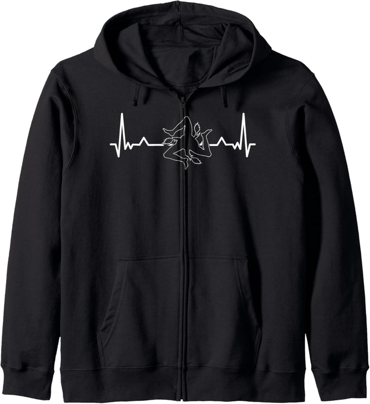 Trinacria Sicilia Heartbeat Sizilien T-Shirt Kapuzenjacke