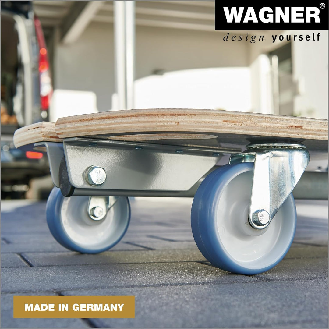 WAGNER Transportroller Transporthilfe 1187 I Schichtholz mit Grip I 80 x 40 x 14,5 cm, Tragkraft 300