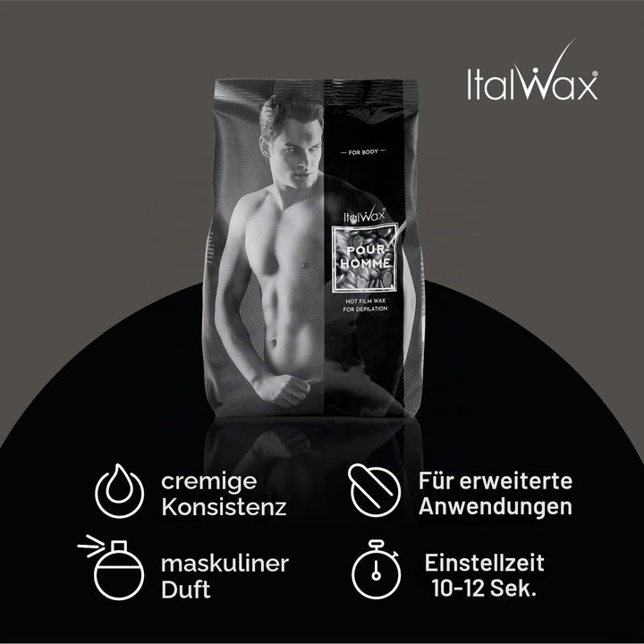 Italwax Pour Homme - 1kg - Waxing perlen für Haarentfernung - Natürliche Formulierung für alle Hautt