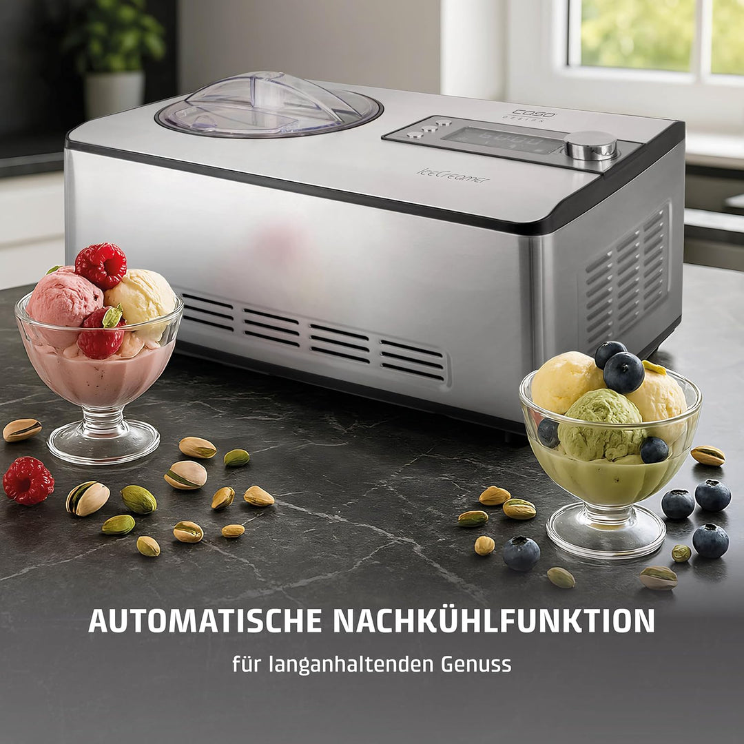 CASO Ice Creamer - 2 in 1 Design Eismaschine und Joghurtmaschine mit Kompressortechnik, kein Vorkühl