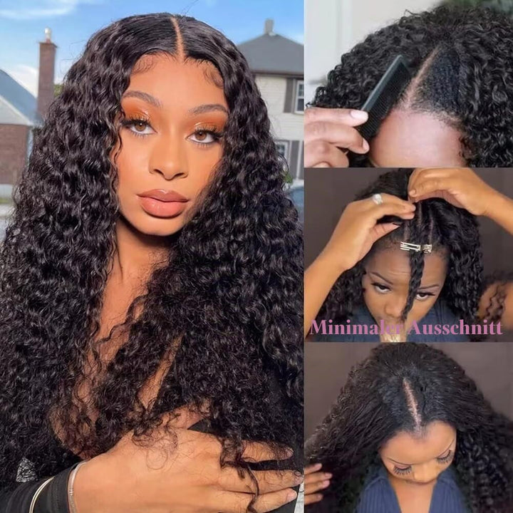 Echthaar Perücke Water Wave V Part Human Hair Wig For Women Culy V Part Human Hair None Lace Front W