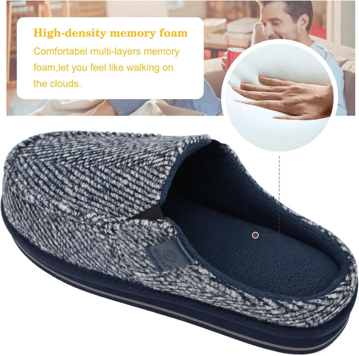 ONCAI Hausschuhe Herren Komfort Pantoffeln Plüsch Streifen Hüttenschuhe Wärme Cord Flauschig Slipper