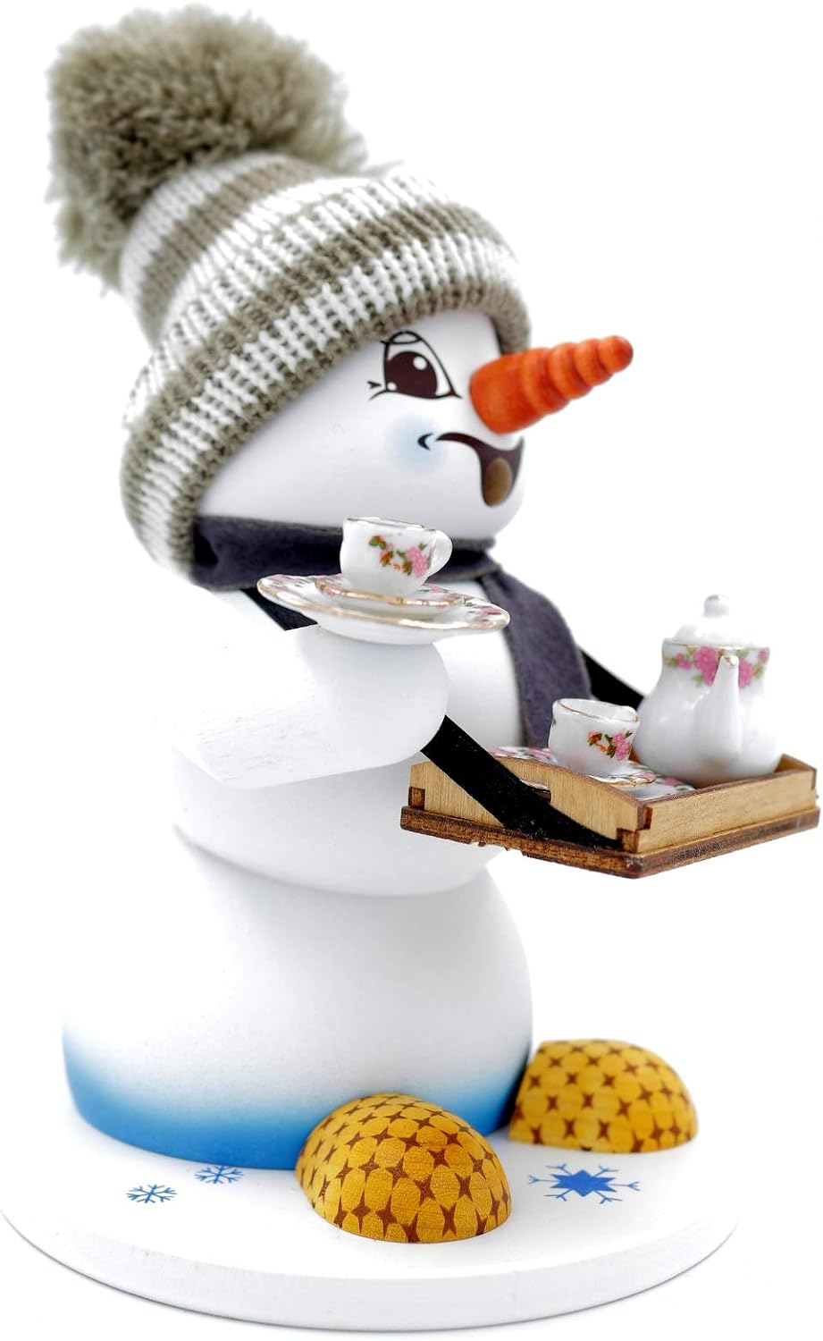 Kuhnert - Erzgebirgische Holzkunst Räuchermann Räucherfigur Schneemann 19cm - Bauchladen, Bauchladen